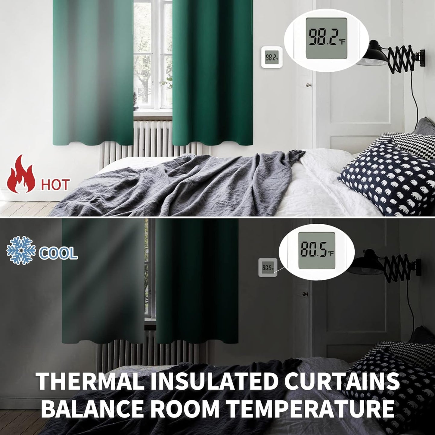 BGment Emerald Green Blackout Curtains 40 Inches Long for Bedroom Kitchen - Short Length Thermal Insulated Darpes with Rod Pocket Darkening for Bathroom Christmas, 2 Panels, 42 x 40 Inch