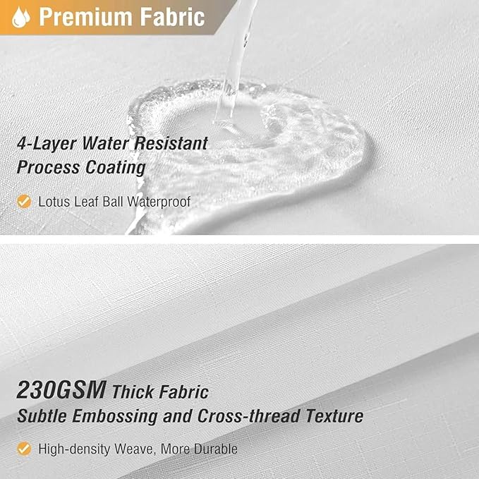 BTTN Fabric Shower Curtain, Linen Textured Heavy Duty Polyester Cloth Shower Curtain Set with Plastic Hooks, White, 54" W x 72" L (Pack of 1)