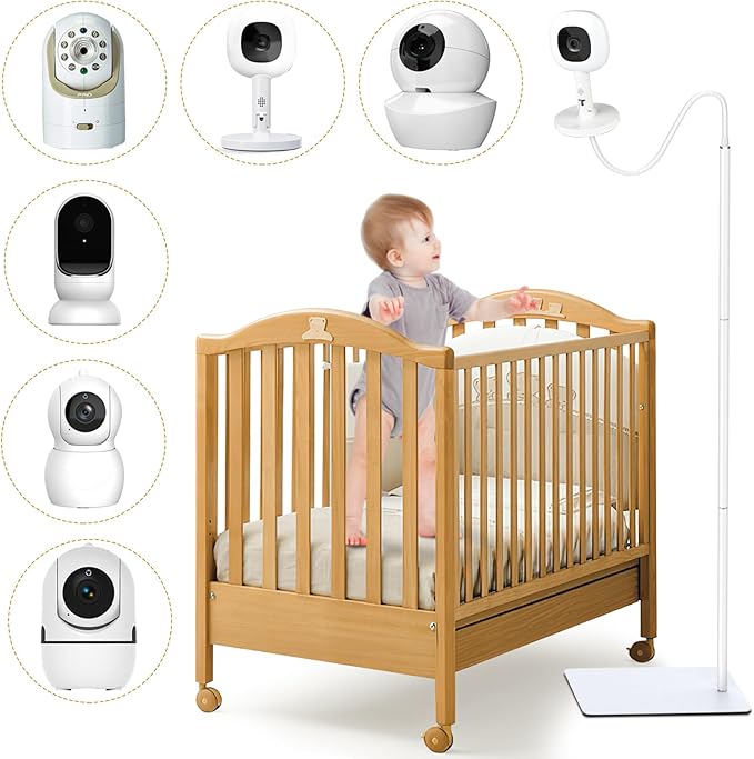 Baby Monitor Floor Stand Compatible with HelloBaby, Nanit Pro, Infant Optics, Babysense, Owlet, Baby, Bonoch, Adjustable Height from 37.4-69, Universal Baby Camera Stand Mount, Safety for Nursery