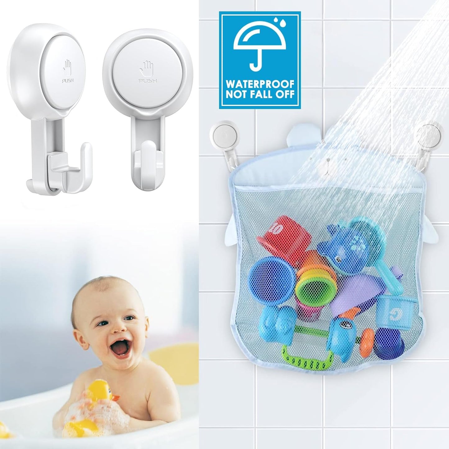 LUXEAR Suction Hooks Powerful Suction Cup Hooks Vacuum Suction Holder Heavy Duty Shower Suction Hooks Glass Door Window Christmas Wreath Hanger Waterproof Suction Hanger for Bathroom Kitchen-6Pack
