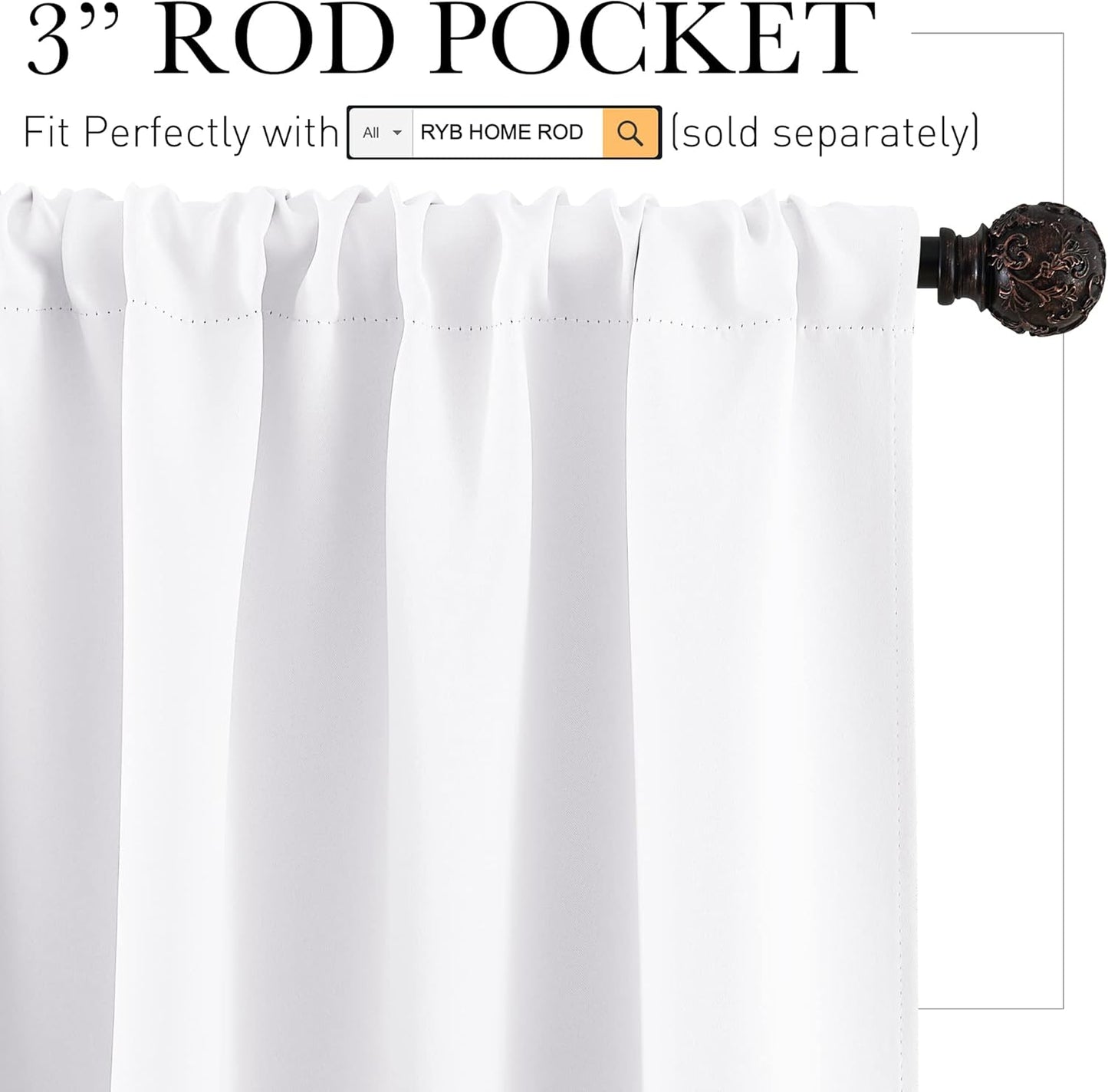 RYB HOME White Half Window Curtains, Short Tier Cafe Curtains for Kitchen Privacy Thermal Insulate Shades for Closet RV Camper Basement Window, W 42 in x L 30 in, Pure White, Set of 2 Panel