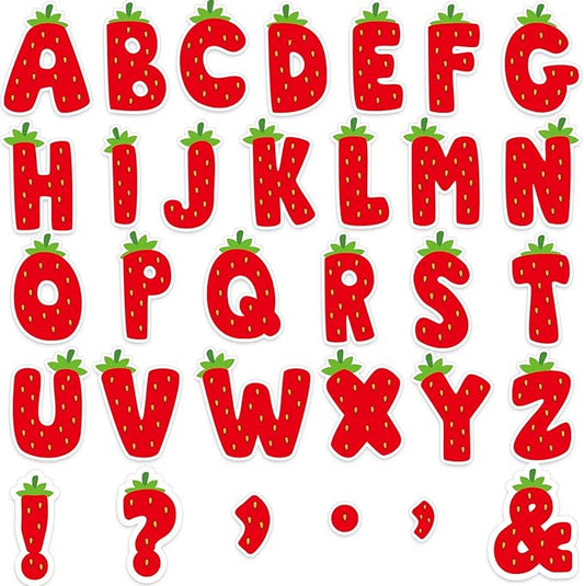 150 PCS Large 6" Bulletin Board Letters Set, Strawberry Classroom Alphabet Sweet Berry Cutout Letter for Bulletin Board Display Home School, A Great Helper to Inspire Students' Learning Interest