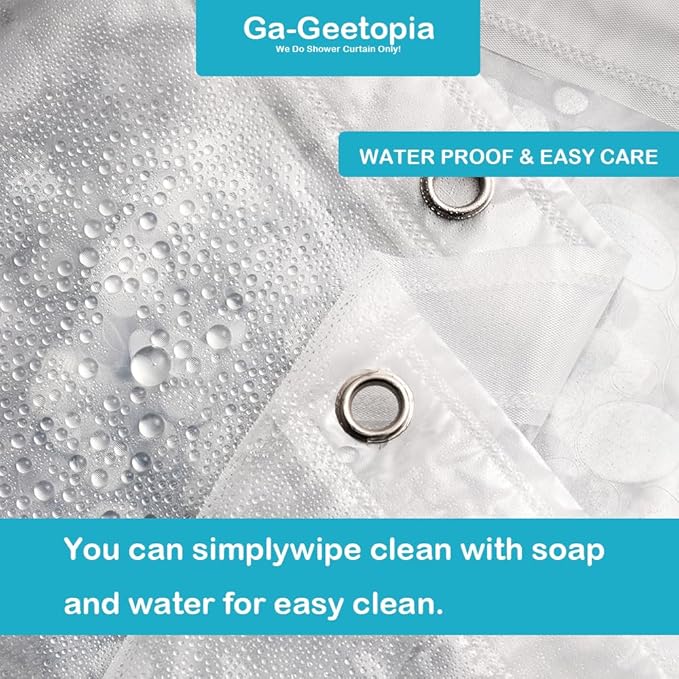 Ga-Geetopia Extra Long - EVA Clear Shower Curtain Liner, Pebble Pattern 72x92 Inch Lightweight Plastic Bathroom Shower Showroom Inner Curtain with Rustproof Metal Grommets and Weighted Magnets