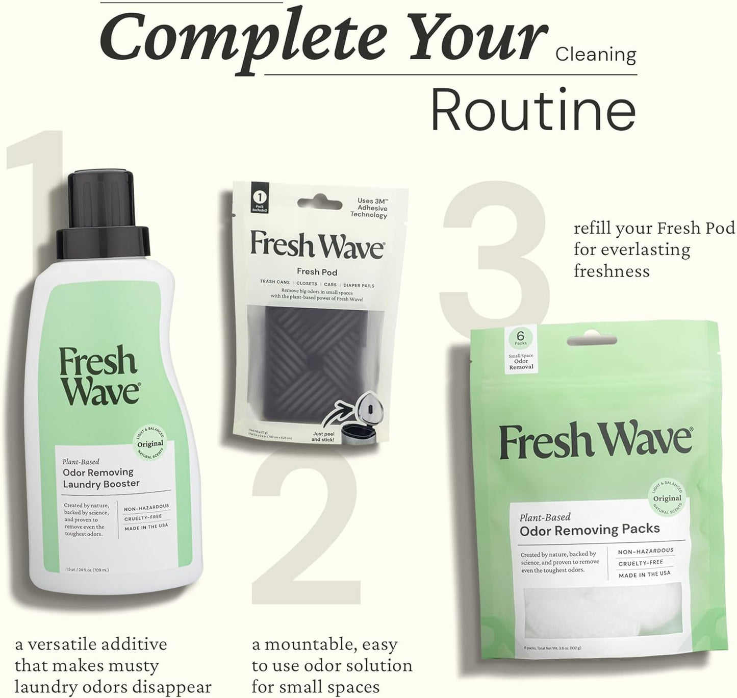 Fresh Wave Odor Eliminating & Deodorizing Packs, Bag of 6 - Safer Odor Relief for Small Spaces, Natural Plant-Based Odor Eliminator, Odor Absorbers for Home