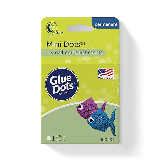 Glue Dots, Mini Dots, Double-Sided, 3/16", 300 Dots, DIY Craft Glue Tape, Sticky Adhesive Glue Points, Liquid Hot Glue Alternative, Clear