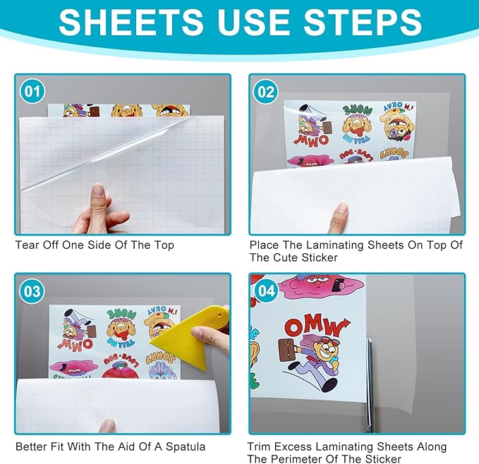 T&W SAME FILM 60 Pack Self Adhesive Laminating Sheets, 4mil, 9 x 12 Inch Laminator Sheets, Self Sealing Laminating Sheets for Laminator, Round Corner, No Heat, No Machine Needed