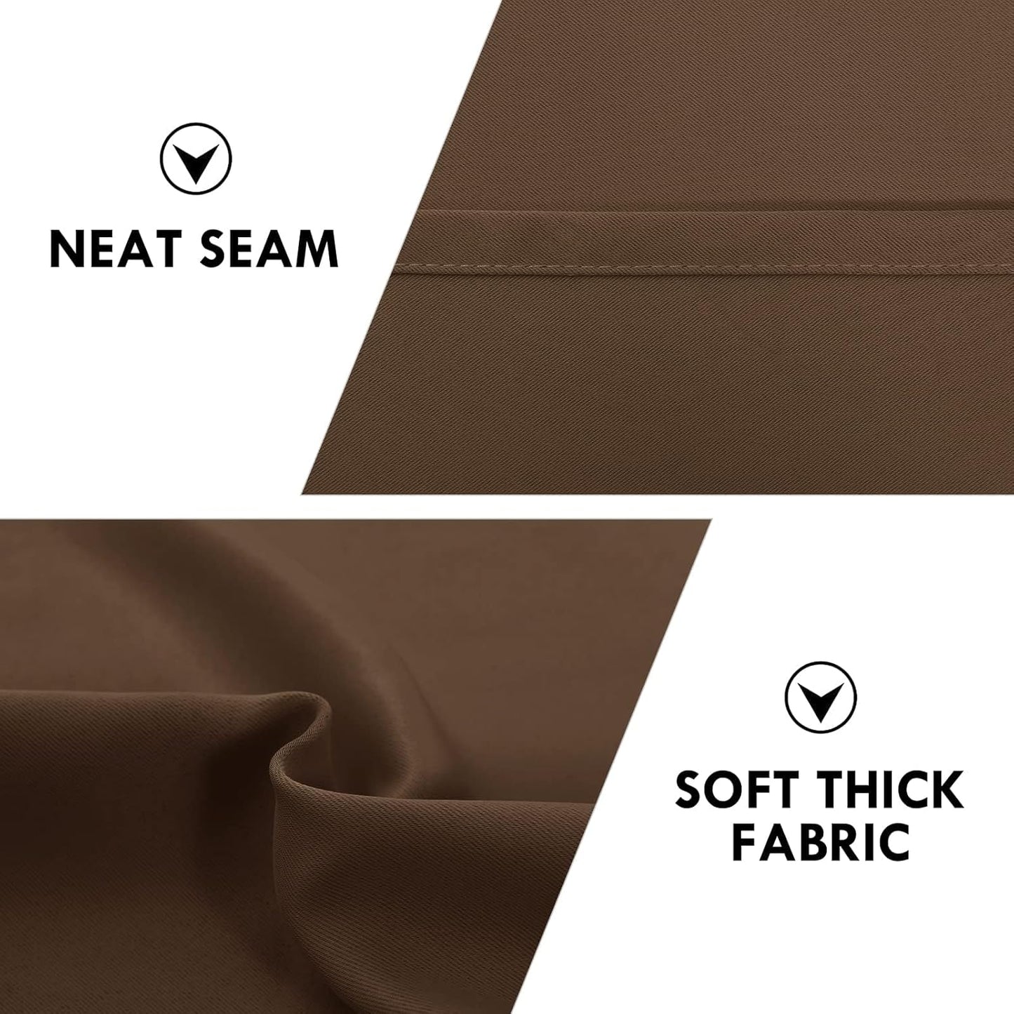 DWCN Blackout Curtains for Living Room Thermal Insulated, Energy Saving & Noise Reducing Bedroom Curtains, Brown, W 52x L 36 Inch, Set of 2 Rod Pocket Curtain Panels