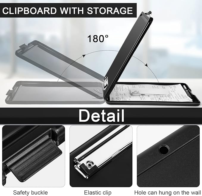 Geyee 24 Pcs Clipboard with Storage Plastic Foldable Nursing Clipboard Storage with Pen Holder 9. 5 x 13. 4 Inch Foldable Clip Board with Low Profile Clip for Student Teacher Nurse Office Supplies