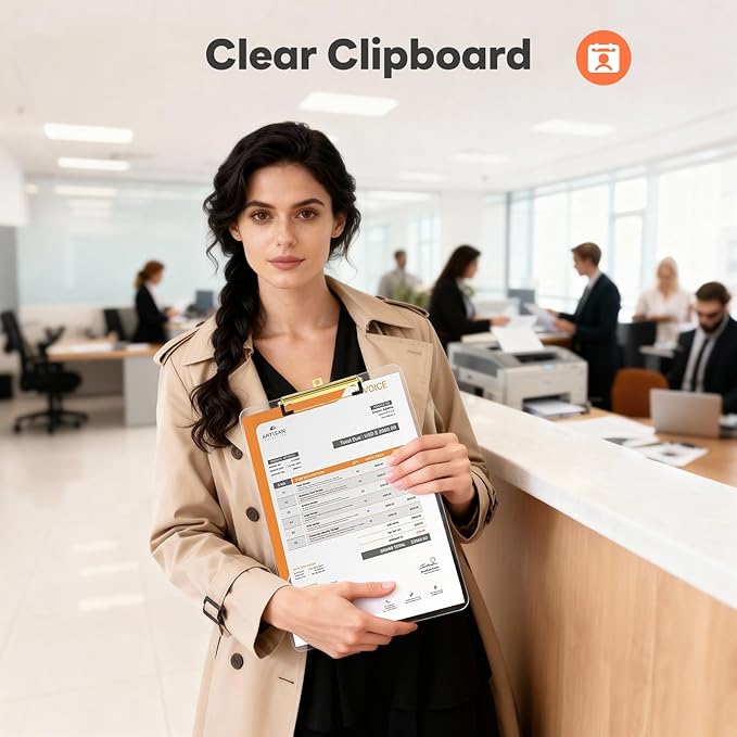 Clear Plastic Clipboard Set of 12, 12.5 x 9'' Letter Size for Classroom, Students, Teacher, Nurse, A4 Transparent 8.5 x 11'' Clip Board with Low Profile Golden Clip, Office & School Supplies