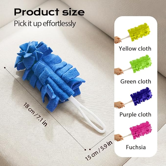 360° Electrostatic Duster Refills, 2026 New Washable & Reusable Microfiber Pads Fleece Duster Refill Compatible Tools for Cleaning Home, Blinds, Car, Pet, Furniture, Fans (Blue)