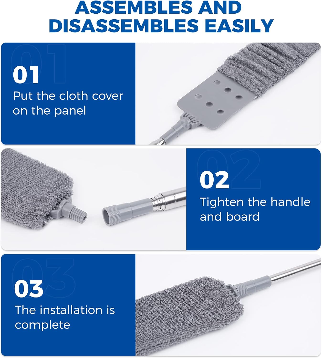 6pcs Dusters Replacement Cloth Retractable Gap Dust Cleaner Cloths, Reusable Microfiber Cloth Cover Washable, Under Furniture Duster Refill for Home Kitchen Household Wall Couch Cleaning Supplies