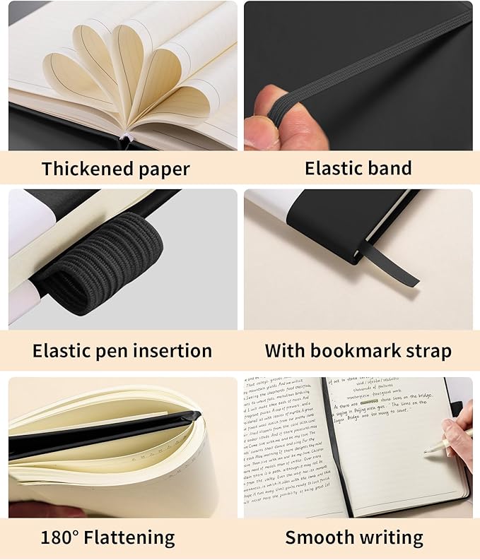 Premium Hardcover Executive Notebook and Pen Set - A5 Journal Notebook 192 Line Pages, 2 Smooth-Writing Ballpoint Pens, Arrow Sticky Notes - For Office & School Supplies Letter A Floral Design Brown