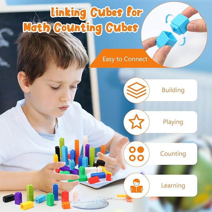 200 Pcs Purple Linking Cubes for Math Counting Cubes Manipulatives Plastic Counting Block Manipulative Classroom Learning Supplies for Educational Preschool Activities Boy Girl (Purple)
