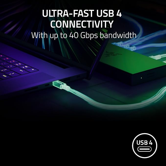 Razer USB 4 Dock: 14 Ports (Type C, Type A, HDMI, DP, Ethernet, SD, 3.5mm) - Dual Monitor Up to 4K 120 Hz - Laptop & Phone Fast Charge - Durable Lightweight Casing - Windows & Mac Compatible - Black