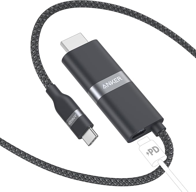 Anker Nano USB C to HDMI Cable Adapter with 140W PD Fast Charging Port, 4K@60Hz,Sustainable with Advanced Shielding, Thunderbolt 5/4/3 Compatible, for MacBook, iPhone, HD TV (6FT,Black)