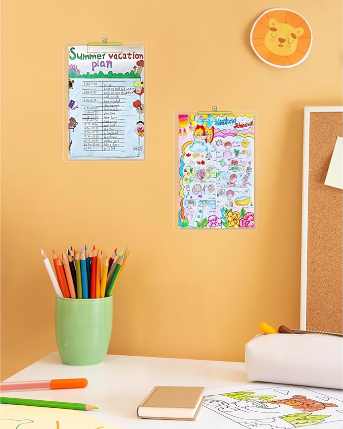 Honagu Acrylic Clear Clipboards, 8.5x11 Plastic Clipboard with Gold Strong Clip Hidden Hanging Hole, A4 Letter Size Clipboards for Nurses, Doctors, Art Student, Teachers,School & Office Supplies, 5PC