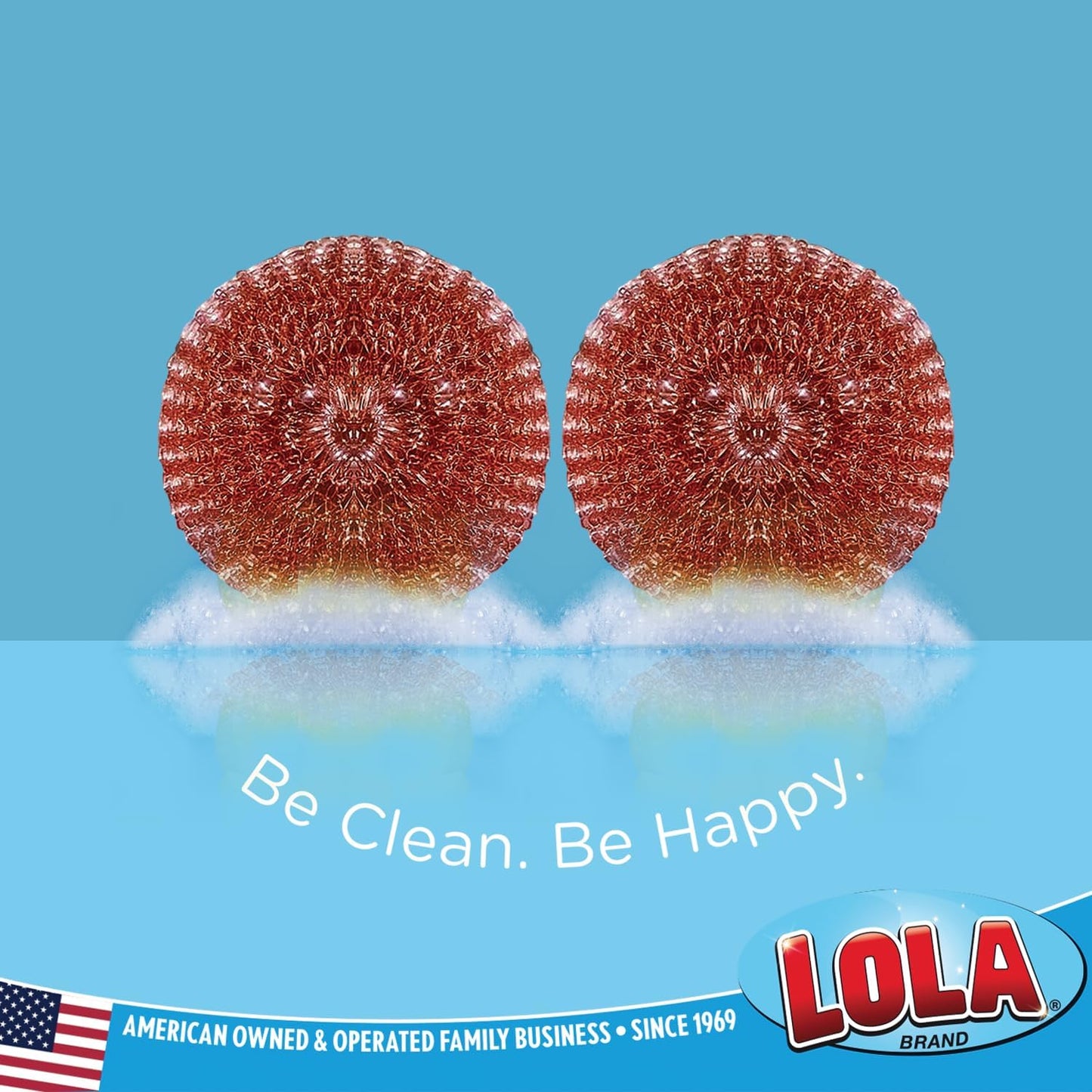 LOLA Copper Mesh Scouring Pad, 18 Grams, 12 Pack, eavy Duty Cleaning Pads, Copper Coated Knitted Flat Wire Mesh, Recyclable, Cleans Baked On Messes
