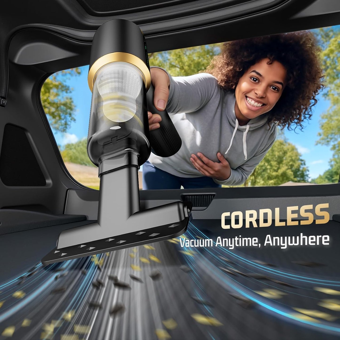 Car Handheld Vacuum Cordless: Car Vacuum Cleaner with 16000Pa Ultra-Strong Suction, Brushless Motor & HEPA Filter - Lightweight Design for Drivers and Office Workers- Matte Black
