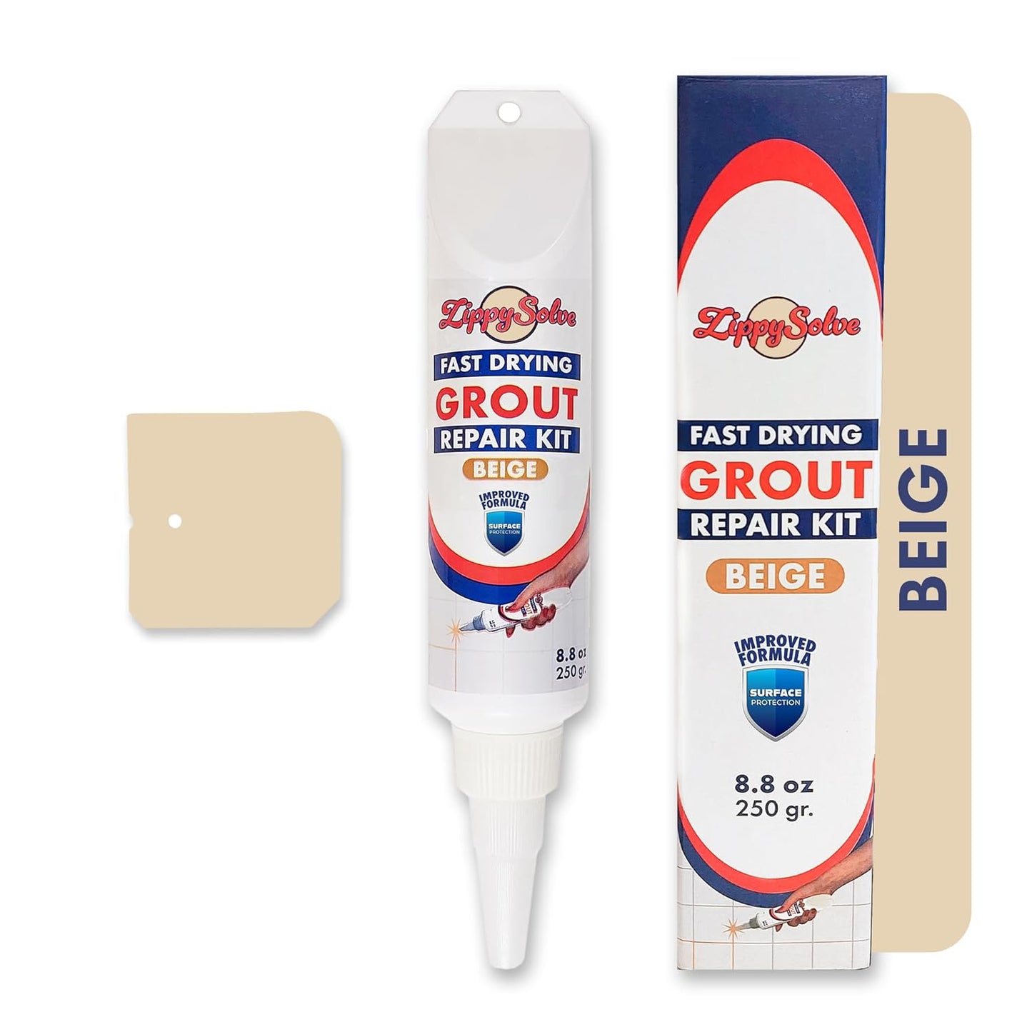 Tile Grout, Repair Kit, Restore & Renew Tile Joints Line, Fast Drying Tile Grout Paint Squeeze Tube for Bathroom Shower Kitchen Floor, Waterproof (8.8 oz, Beige)