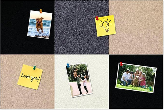 Square Felt Cork Bulletin Board Tiles, Self Adhesive DIY Felt Pin Board for Wall 30" x 20" with 35 Pushpins for Office School Home Wall Decor Stickers Memos Photos Display (Gradual Grey& Camel)