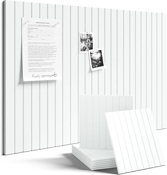 Large Felt Bulletin Board 36"x24" Cork Board Alternative - 6 Pack with 40 Safe Removable Adhesive Tabs, Cork Boards for Walls for Home Office Classroom Pin Board-Cold White