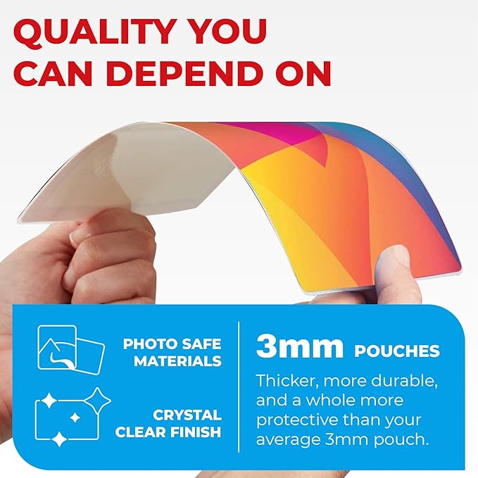 3MIL Thermal Laminating Sheets (100 Count) 4.3x6.3 inch, Card Size Dry-Erase Friendly Laminating Pouches, Compatible with Laminators, Crystal Clear Laminated Finish