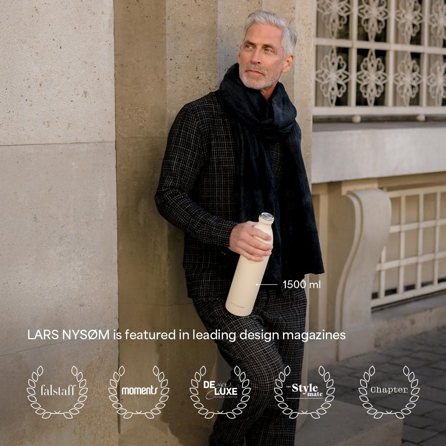 LARS NYSØM Stainless Steel Insulated XL Water Bottle 12oz 17oz 25oz 34oz 51oz | Insulated Thermo Flask for Hot and Cold Beverages | Leakproof Drinking Bottle (Aqua Turquoise, 50.7 oz)