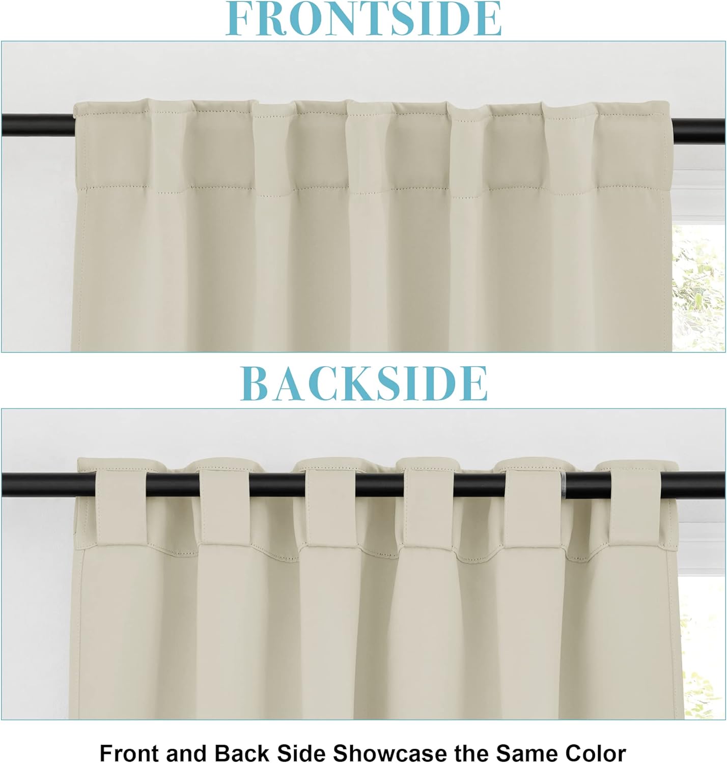 RYB HOME Blackout Curtains for Living Room Thermal Insulated Privacy Solar Drapes for Kids Bedroom Cafe Bathroom, 42 inch Width x 45 inch Length, Beige, 2 Panels