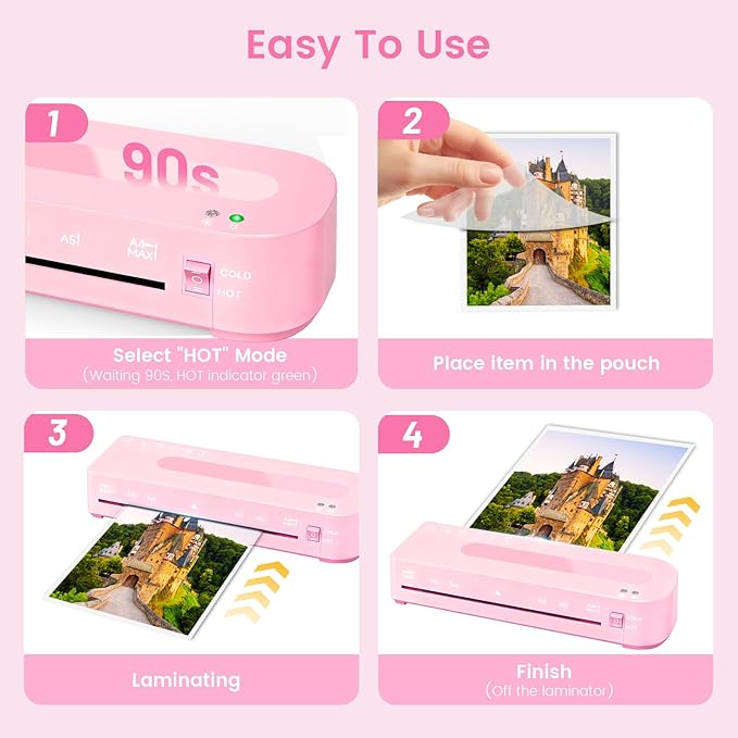 Laminator Machine with 20 Laminating Sheets, A4 Laminators Hot & Cold withTrimmer, 9 Inch Laminating Machine for Office, School, Business and Home