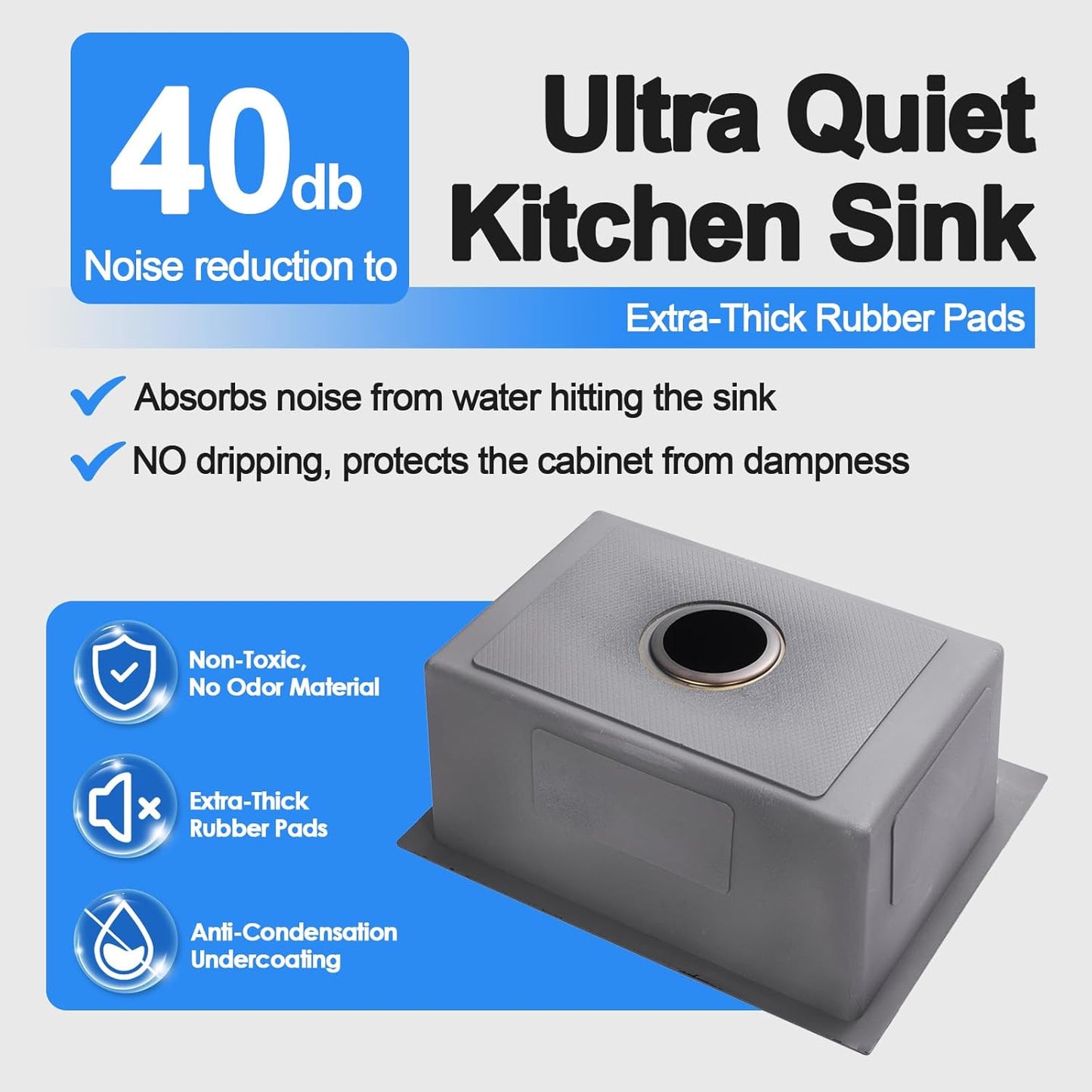 23x18 Inch Kitchen Sink, Handmade 304 Stainless Steel Sink, 9" Deep Single Bowl with Brushed Finish, Topmount with 2 Holes, R10 Tight Corner, for Modern Kitchen/RV/Outdoor Sink