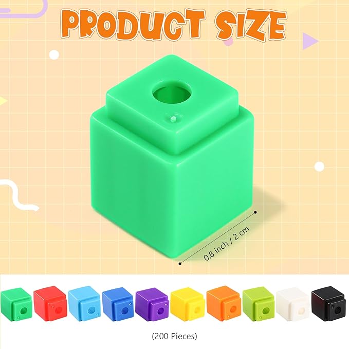 200 Pcs White Linking Cubes for Math Counting Cubes Manipulatives Plastic Counting Block Manipulative Classroom Learning Supplies for Educational Preschool Activities Boy Girl (White)