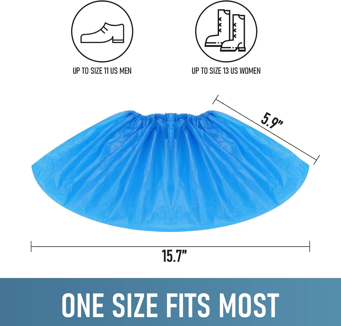 Shoe Covers Disposable Non Slip - Pack of 100 (50 Pairs), Premium Waterproof and Recyclable Shoe Booties Covers for Indoors, Fits Up To 11 US Men and 13 US Women Size