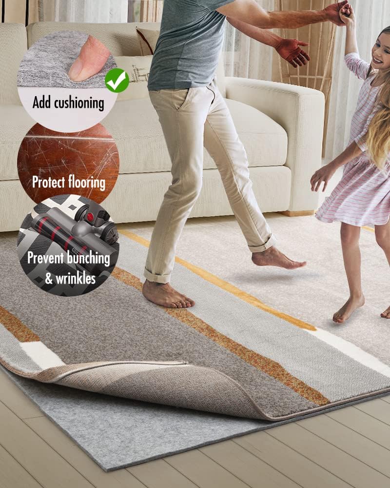 Double-Sided Non Slip Rug Pad Gripper - 4x6 Feet 1/4” Thick Dual Surface Felt Under Rug for Area Rugs and Hardwood Floors,Super Cushioned Non Skid Carpet Padding
