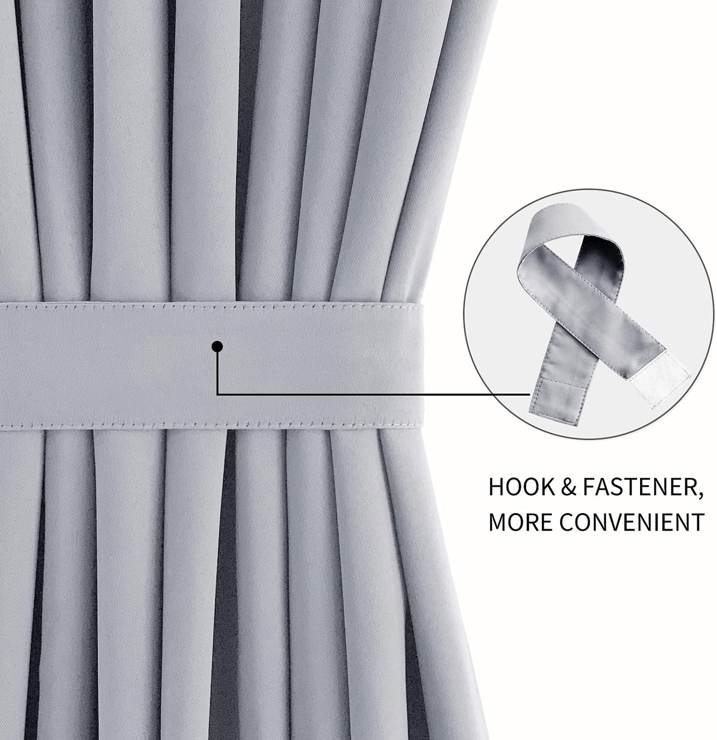 DWCN French Door Curtains – Rod Pocket Thermal Blackout Curtain for Doors with Glass Window, Kitchen and Patio Doors for Privacy, 25 X 72 Inches Long, 1 Curtain Panel with Tieback，Silver Grey