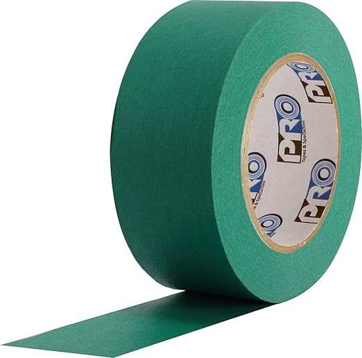 ProTapes Colored Crepe Paper Masking Tape, 60 yds Length x 1" Width, Dark Green (Pack of 36)