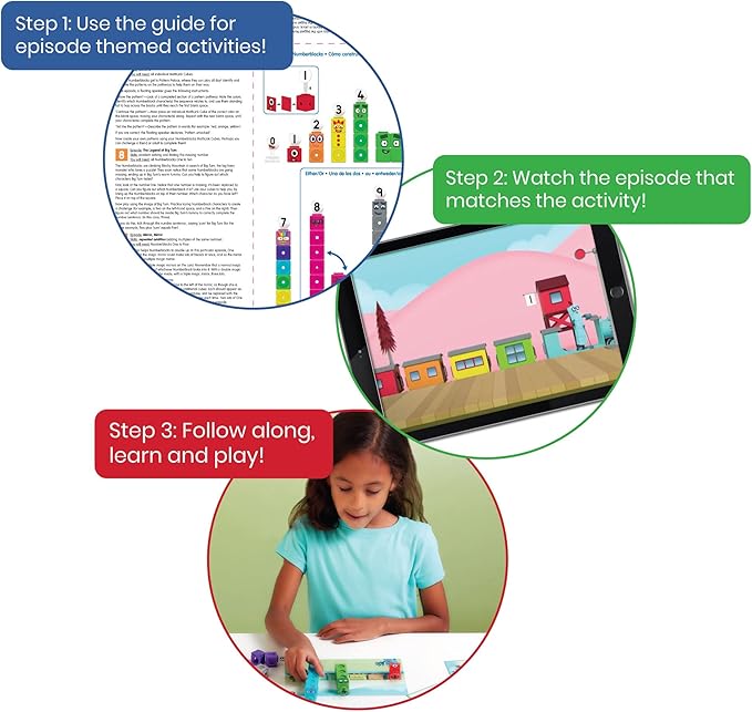 hand2mind MathLink Cubes Numberblocks 1-10 Activity Set, 30 Preschool Learning Activities, Counting Blocks, Linking Cubes, Educational Toys for Kids, Number Games, Math Manipulatives Kindergarten