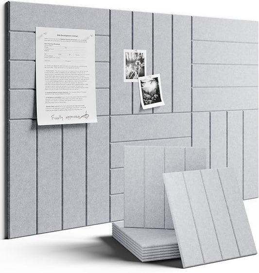Large Felt Bulletin Board 36"x24" Cork Board Alternative - 6 Pack with 40 Safe Removable Adhesive Tabs, Cork Boards for Walls for Home Office Classroom Pin Board-Soft Gray