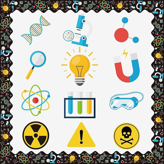 78Pcs Science Classroom Bulletin Board Decorations with Borders, Classroom Decor Paper Cutouts Teacher Must Haves Science Theme Back to School Home Office Decorations