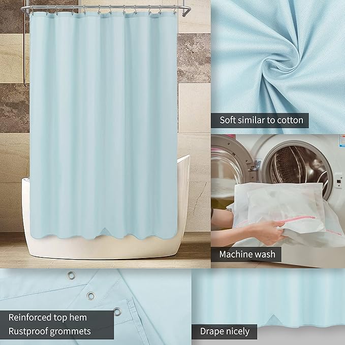 ALYVIA SPRING Stall Fabric Shower Curtain Liner Waterproof - Soft & Lightweight Small Shower Curtain with Magnets for Narrow Stall Size, Machine Washable - 36x72, Blue