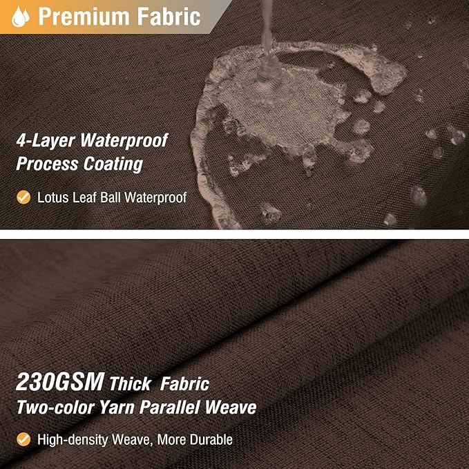 BTTN Fabric Shower Curtain, Linen Textured Heavy Duty Polyester Cloth Shower Curtain Set with Plastic Hooks, Brown, 72x78