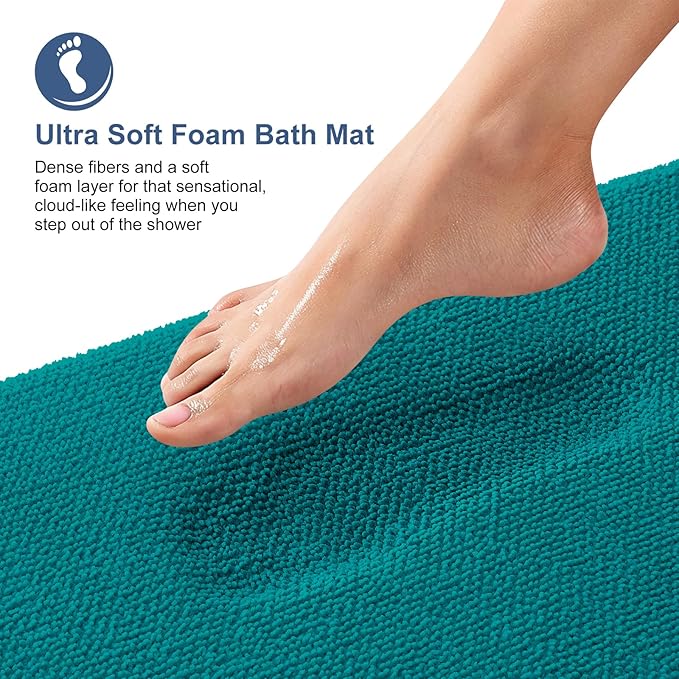 OLANLY Thick Memory Foam Bath Mat Rug 30x20, Extra Soft Absorbent Bathroom Rug, Quick Dry Bath Mats, Non-Slip, Machine Washable Carpet for Bathroom, Tub and Shower, Home Decor Accessories, Deep Lake