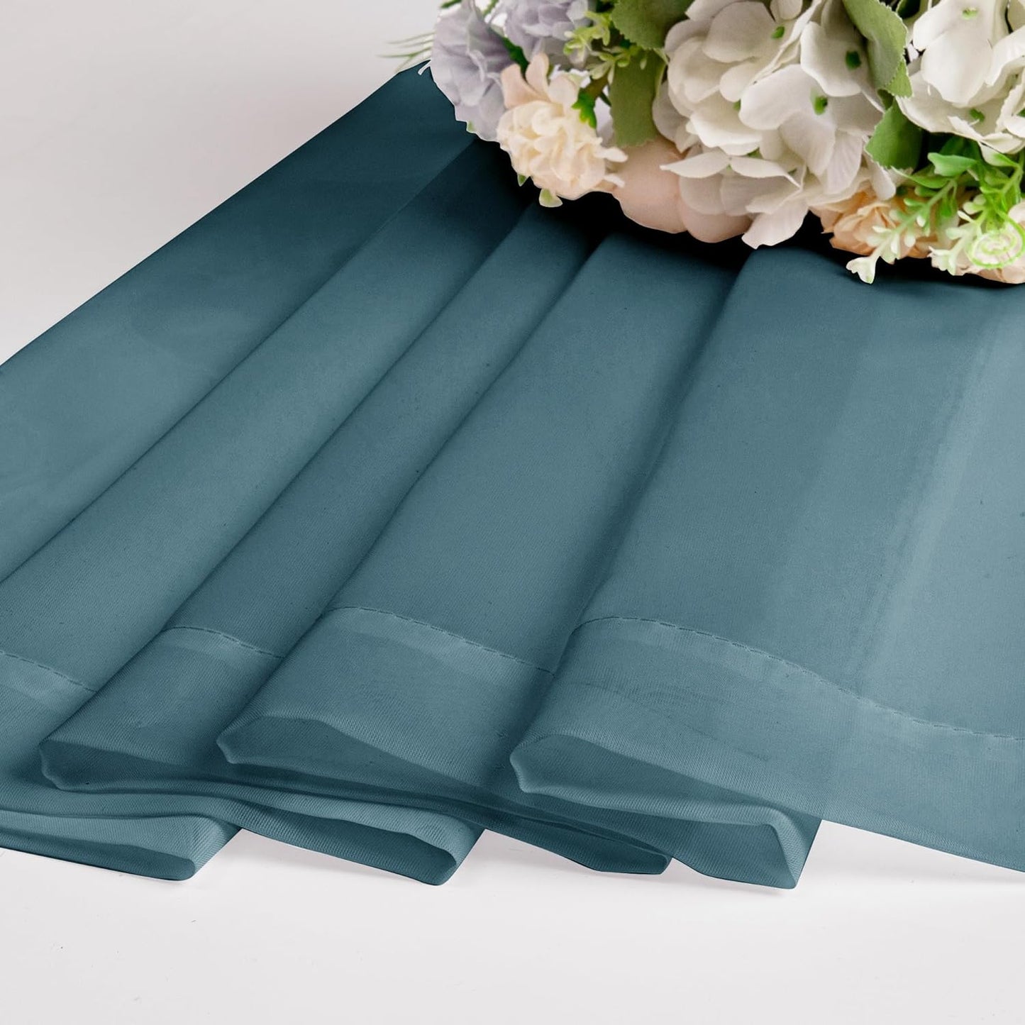 Chyhomenyc Sheer Stone Blue Curtains 90 inches Long 2 Panels, Light Filtering Soft Airy Solid Elegant Voile Window Treatment Drapes for Bedroom Living Room Wedding Party Decor, 42 Wx90 L Inches