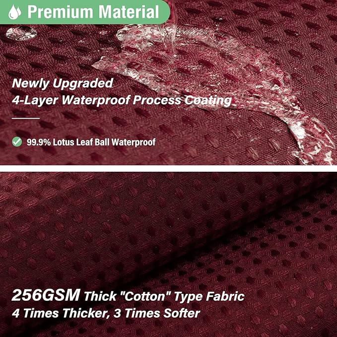 Dynamene Long Fabric Shower Curtain - 78 inch Long Waffle Weave Weighted Cloth Shower Curtains for Bathroom, Neutral Heavy Duty Hotel Spa Luxury Bath Curtain Set with 12 Plastic Hooks,72x78, Burgundy