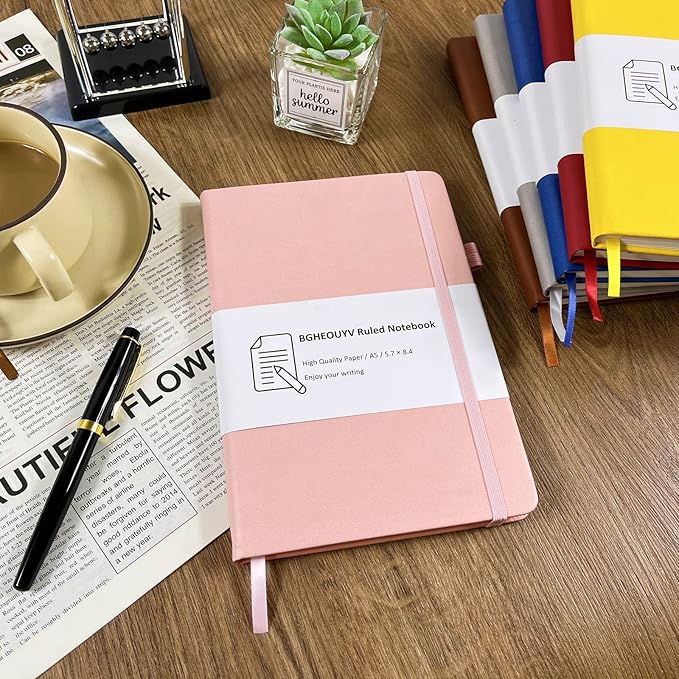 Notebook Journal, College Ruled Notebook Lined A5 160 Pages,Hard Cover Journals for Writing, Notebooks for Work Office School Women Men,5.7 inches x 8.4 inches(White)