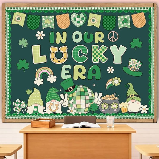 St.Patricks Day Bulletin Board Decorations - Aposwow Shamrock Clover Classroom Decorations Set Gnome Lucky Irish Paper Cutouts Bulletin Board Decor School Office Wall Decor Supplies