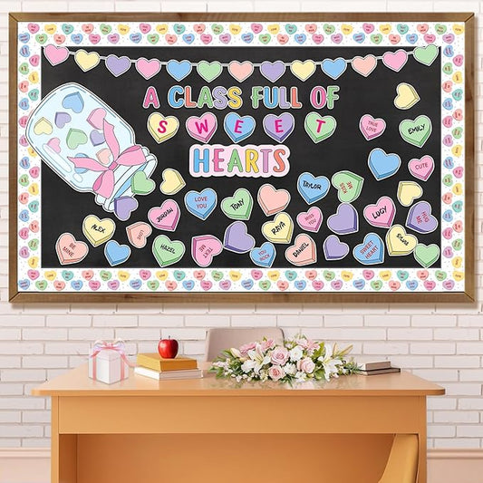 Aneco Valentine's Day Bulletin Board Decorations Valentine Classroom Decoration Paper Cutouts for Kindergarten Preschool Wall Door Decor