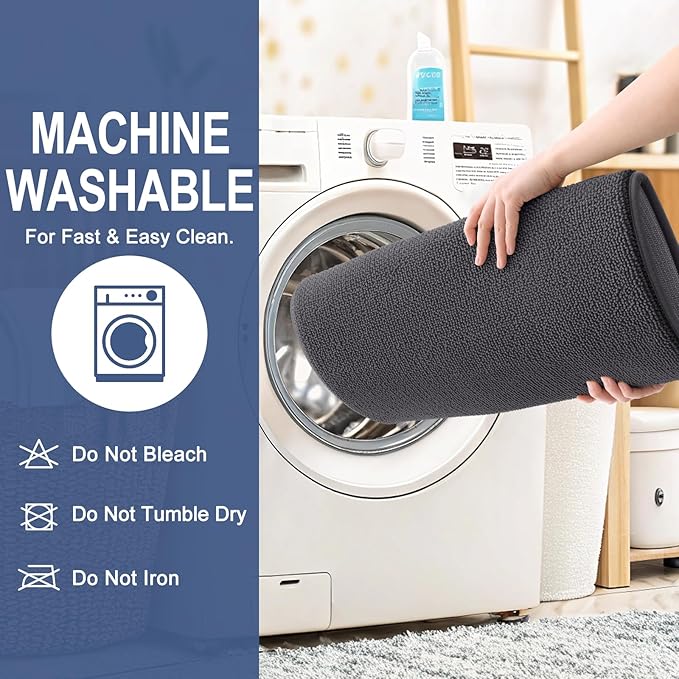 OLANLY Toilet Rugs U-Shaped 24x20, Extra Soft Absorbent Thick Memory Foam Contour Bathroom Rugs, Dry Quickly, Machine Washable, Non-Slip Toilet Bath Mat, Home Decor Accessories, Dark Grey