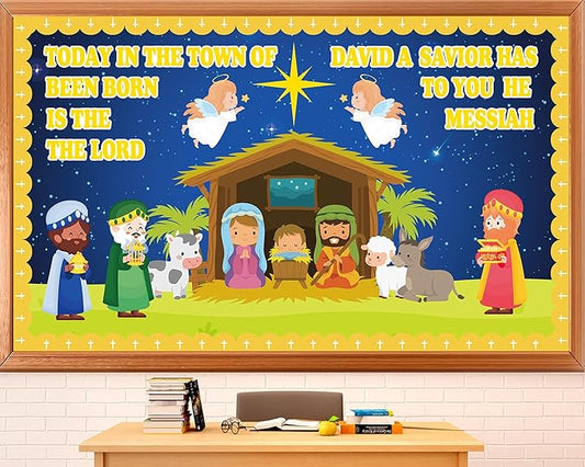 Christmas Nativity Religious Bulletin Board Christian Classroom Decoration Religiou Nativity Scene Cutout Jesus Birth Bulletin Board Church Sunday School VBS Cutouts for Home School Party Supplies