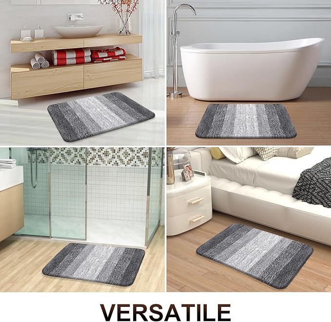 OLANLY Bathroom Rugs Mat 40x32, Extra Soft Absorbent Microfiber Bath Rugs, Rubber Backing, Quick Dry, Machine Washable Bath Mats for Bathroom Floor, Tub and Shower, Home Decor Accessories, Grey