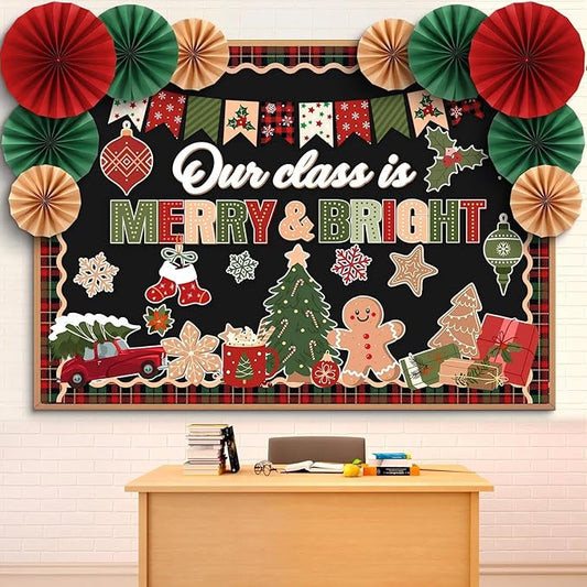 Eersida Spring Bulletin Board Decorations with Paper Fans St Patricks Day 3D Classroom Bulletin Board Christian Easter Flower Bunny Cutouts School VBS Library Church Window Wall Decor(Xmas)